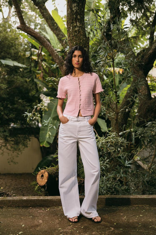 Ruffled Summer Top In Pink
