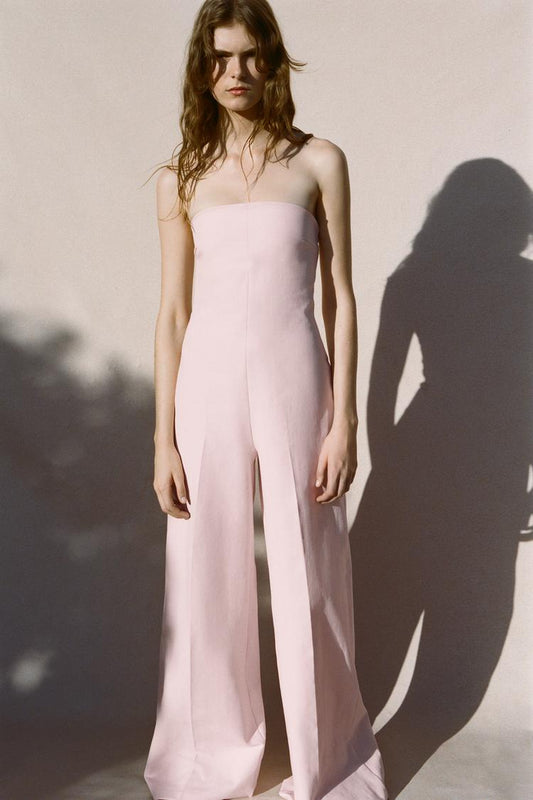 Pink Strapless Jumpsuit