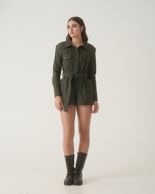 Moon Olive Short Jumpsuit