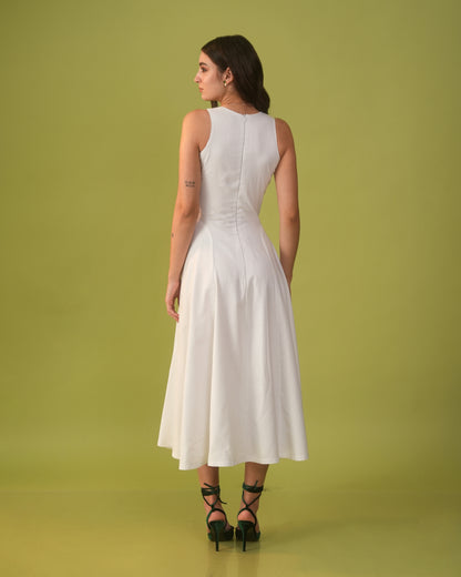 Moon A-Line Fitted Dress With Zipper At Back