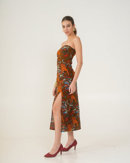 Moon Tube Fit Tiger Motif Dress