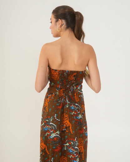 Moon Tube Fit Tiger Motif Dress