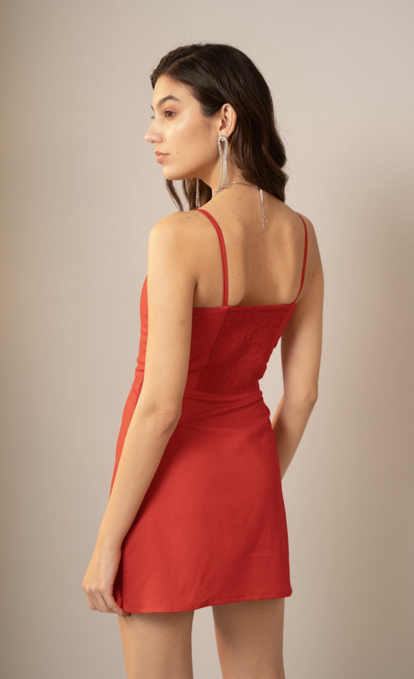 Moon Spaghetti Straps Red Dress With Side Zipper