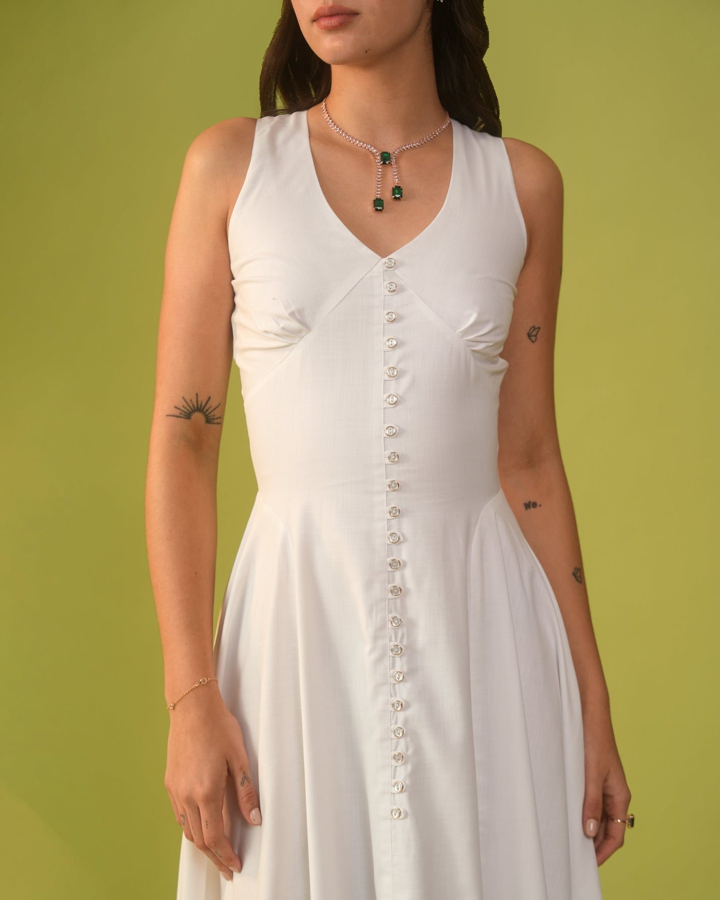 Moon A-Line Fitted Dress With Zipper At Back