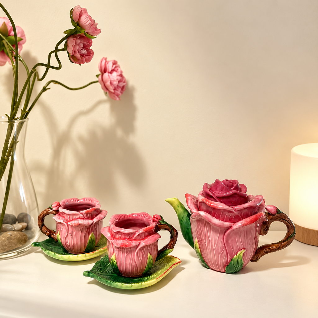 Blushing Rose Ceramic Tea Set