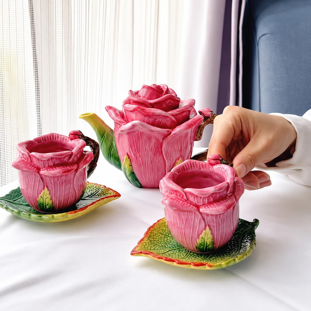 Blushing Rose Ceramic Tea Set