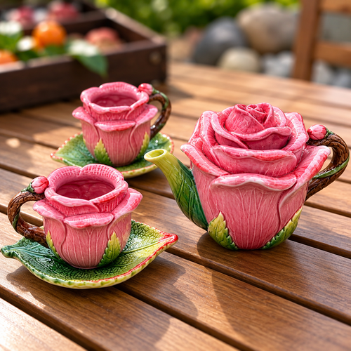 Blushing Rose Ceramic Tea Set