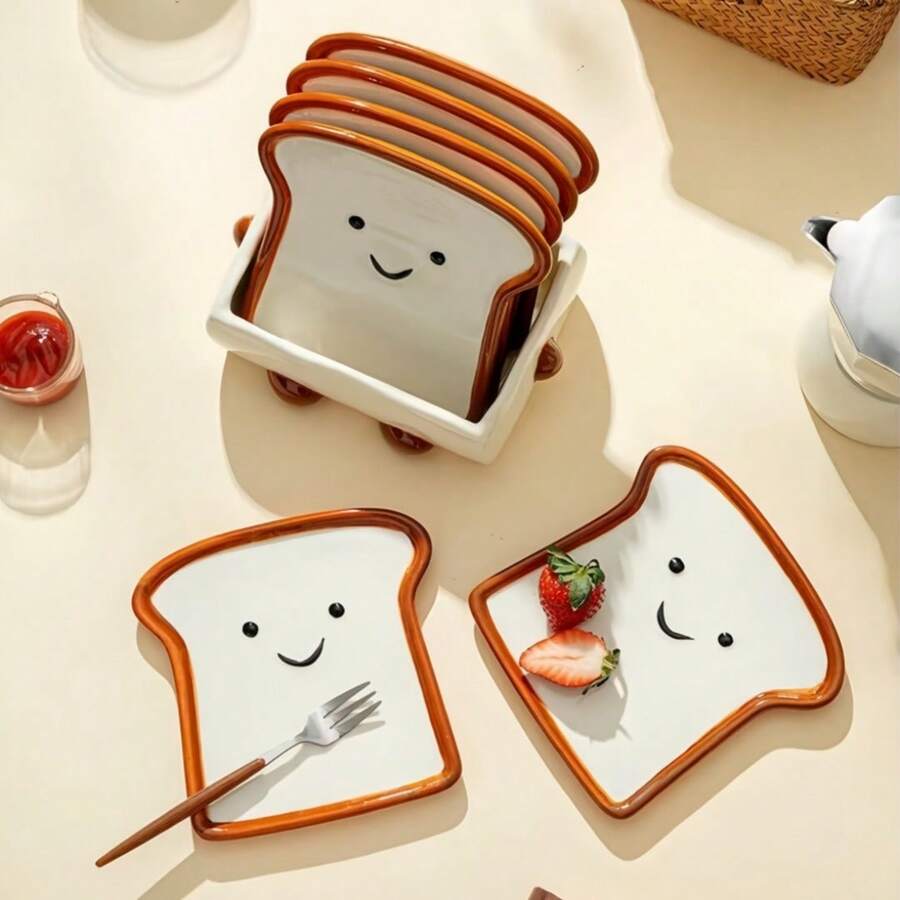 Toastie Ceramic Breakfast Plates Set