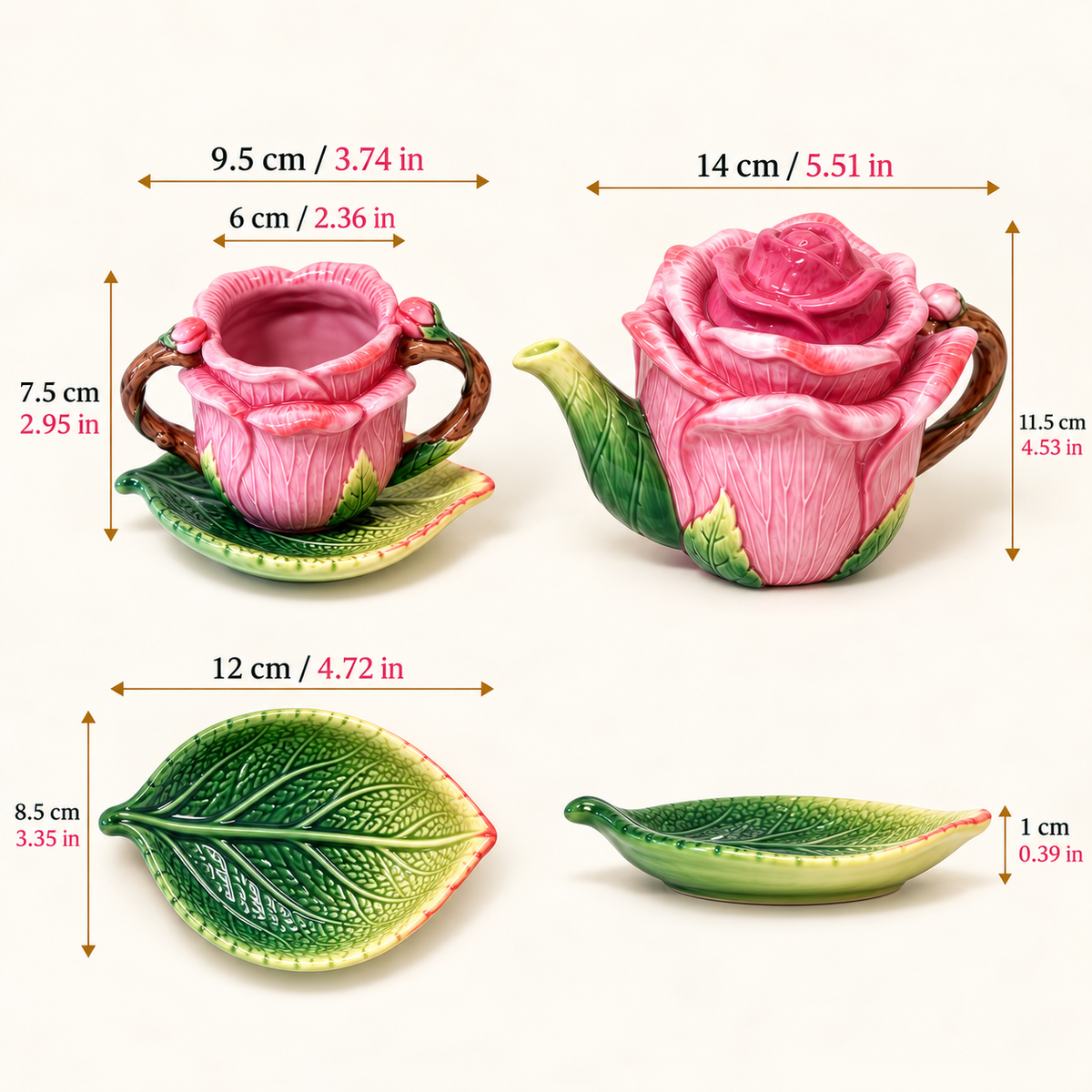 Blushing Rose Ceramic Tea Set
