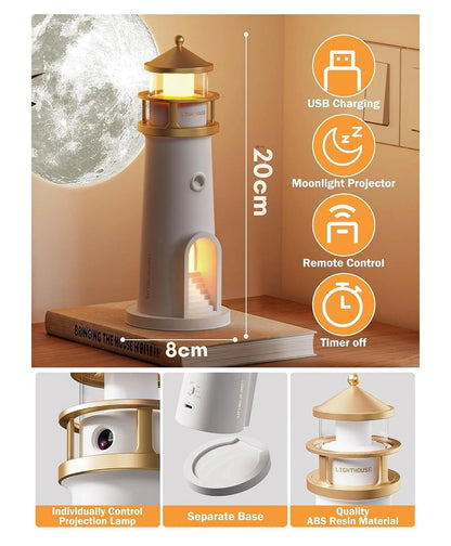 Moon Projection Lighthouse Lamp