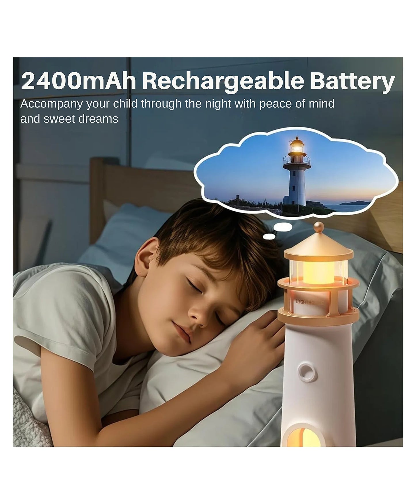 Moon Projection Lighthouse Lamp