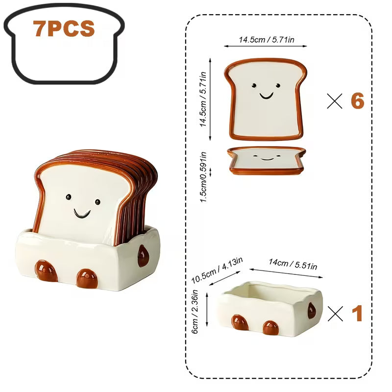 Toastie Ceramic Breakfast Plates Set