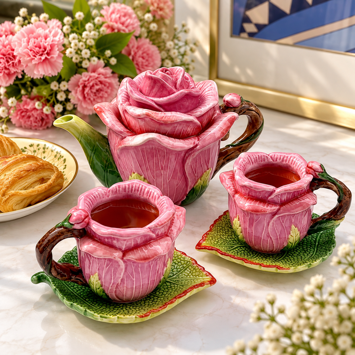 Blushing Rose Ceramic Tea Set
