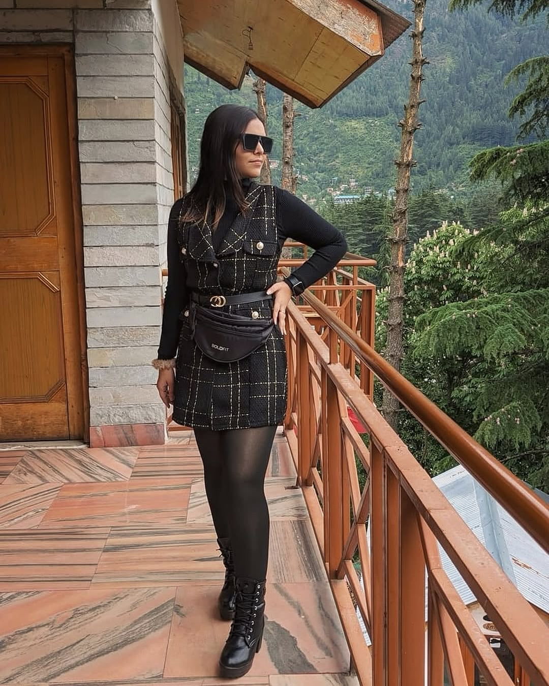 Aria Woolen Top And Tweed Dress Set