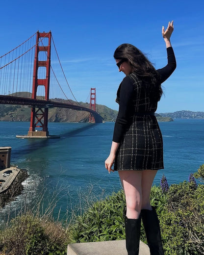 Aria Woolen Top And Tweed Dress Set