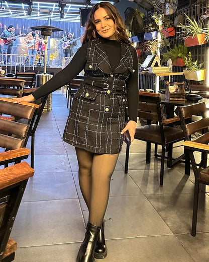 Aria Woolen Top And Tweed Dress Set