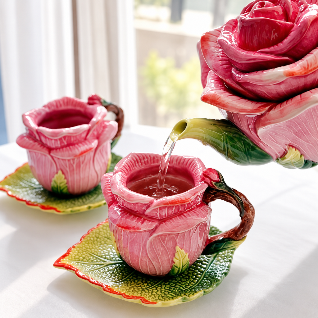 Blushing Rose Ceramic Tea Set