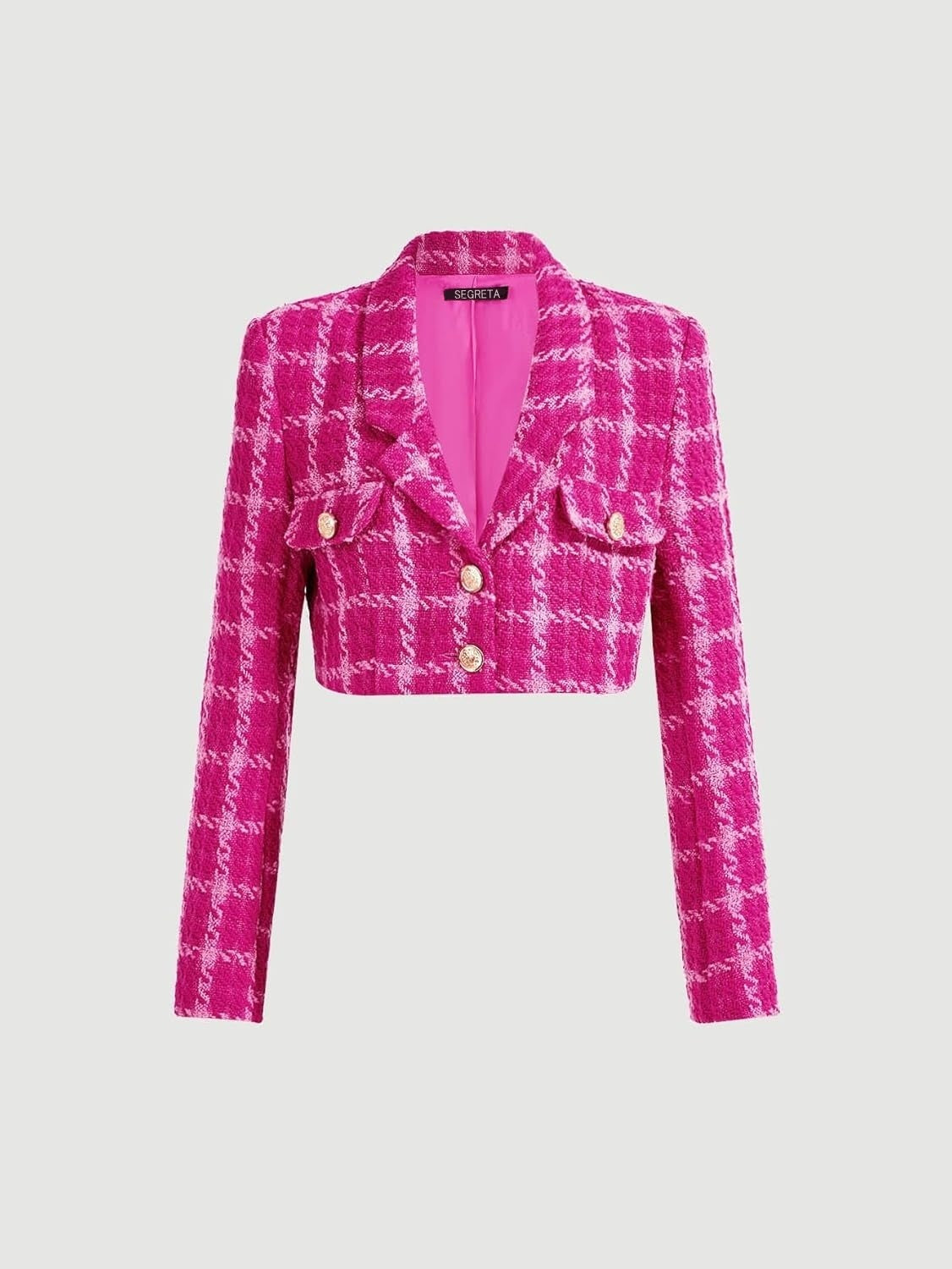 Pink Tweed Crop Jacket & Skirt Set