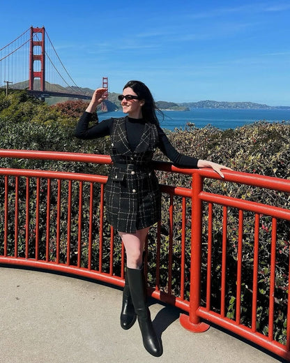 Aria Woolen Top And Tweed Dress Set