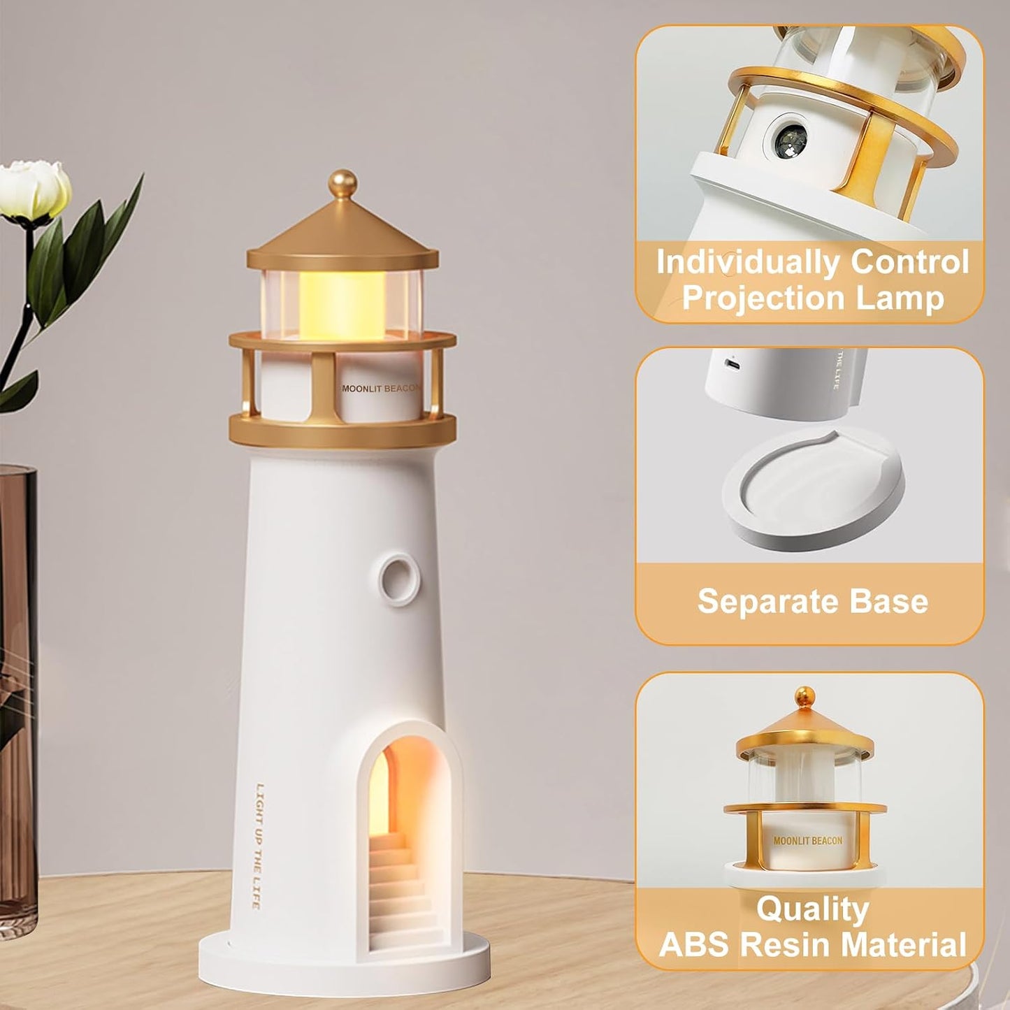 Moon Projection Lighthouse Lamp