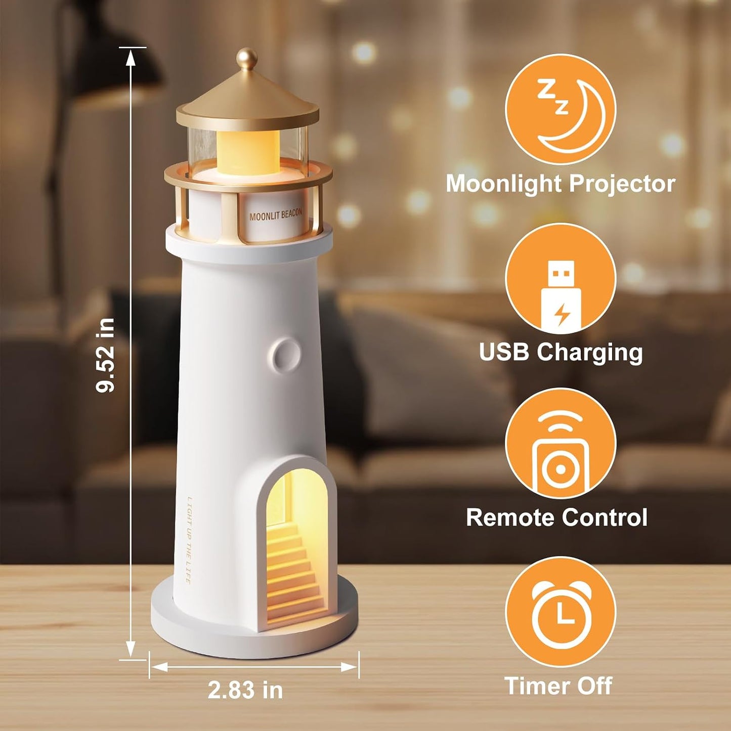 Moon Projection Lighthouse Lamp