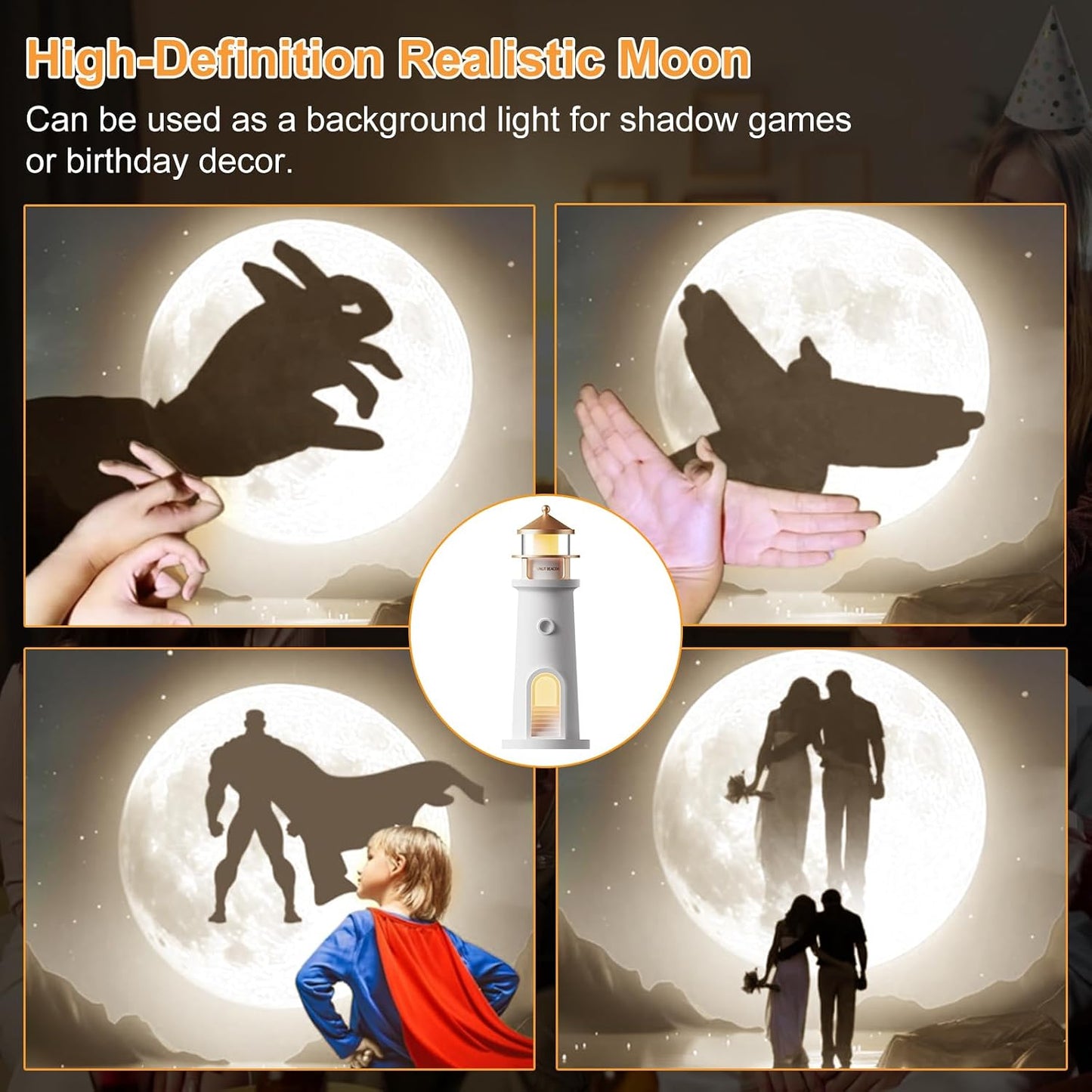 Moon Projection Lighthouse Lamp