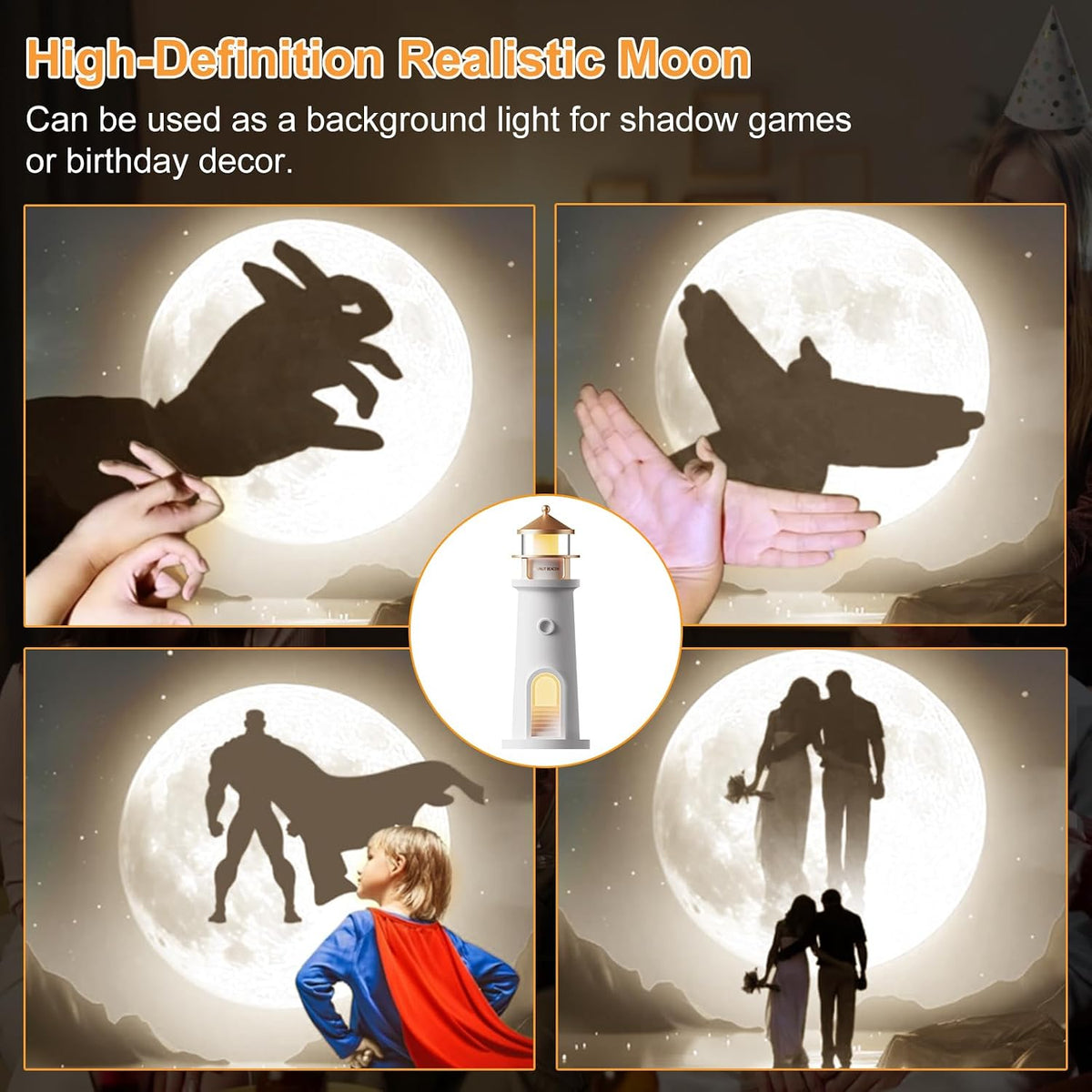 Moon Projection Lighthouse Lamp