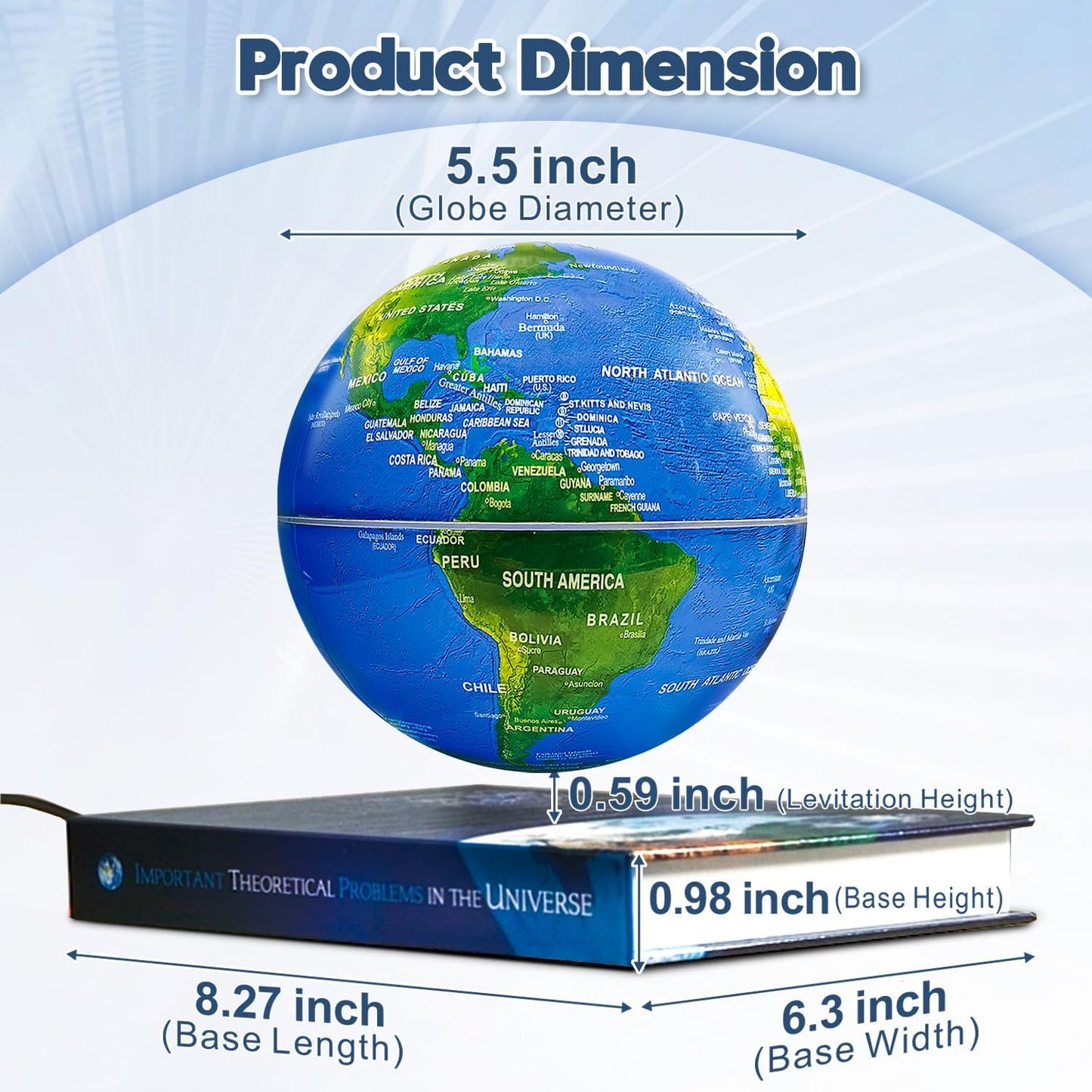 Magnetic Suspension Floating Globe with Book Base