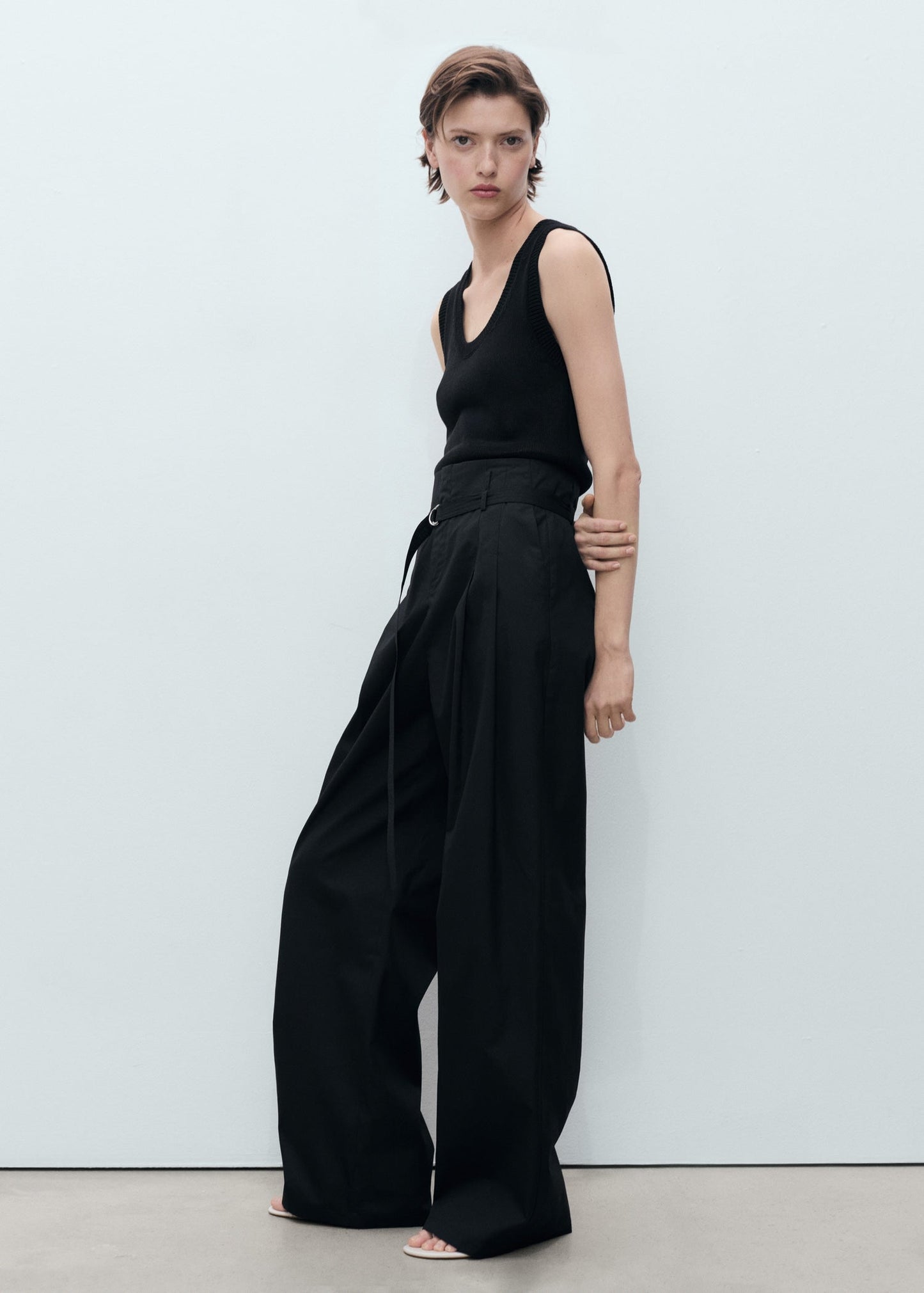 Wide Leg Pants With Belt