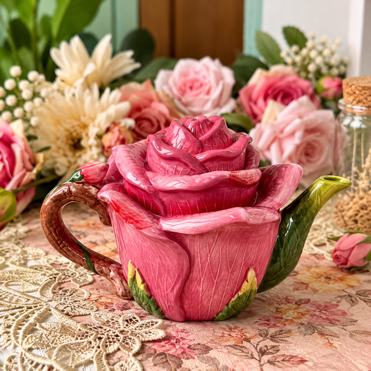 Blushing Rose Ceramic Tea Set