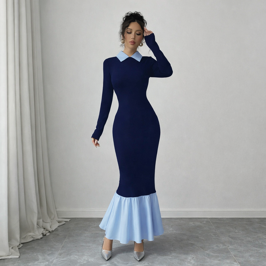 Poised Two-Tone Mermaid Dress