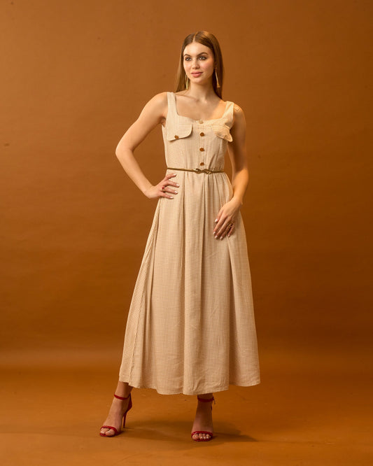 Moon Belted Buttoned Down Dress