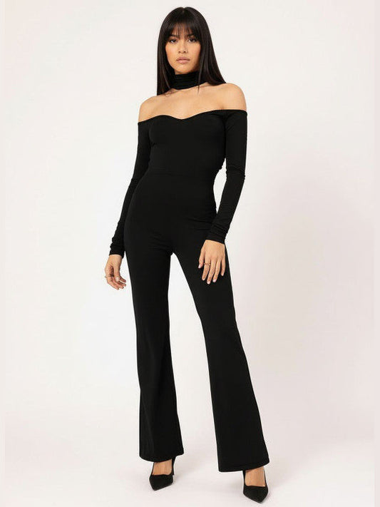 Retro Off-Shoulder Back Jumpsuit