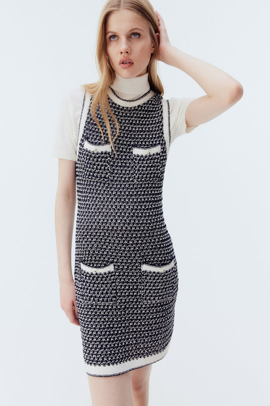 Textured Knit Dress With Pockets