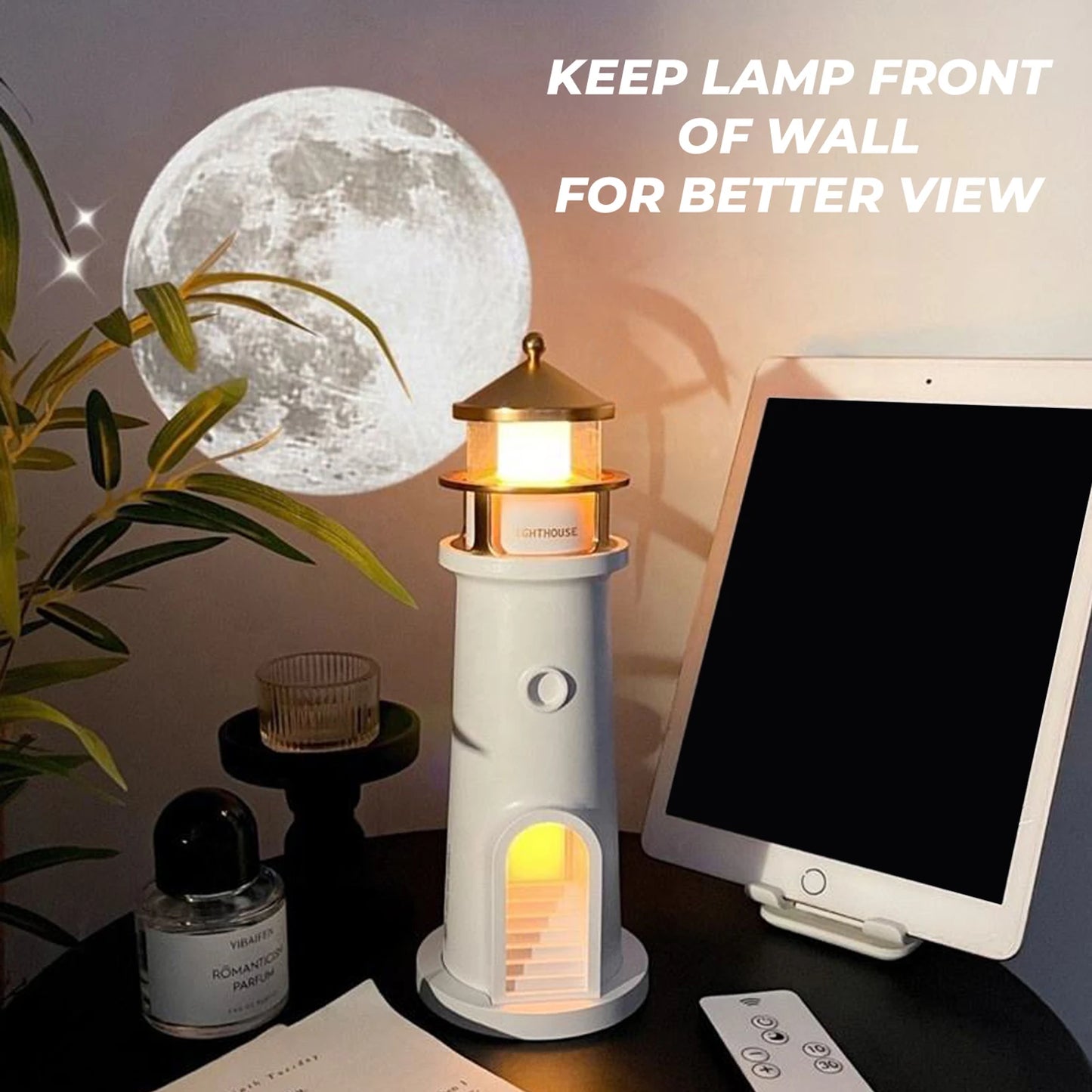 Moon Projection Lighthouse Lamp