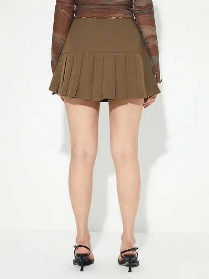 Mackenzie Olive Pleated Skirt
