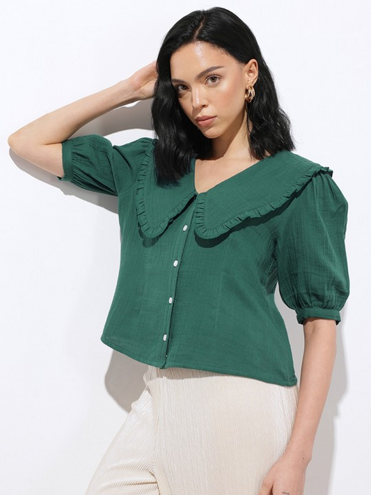 Frilled Collar Shirt Top