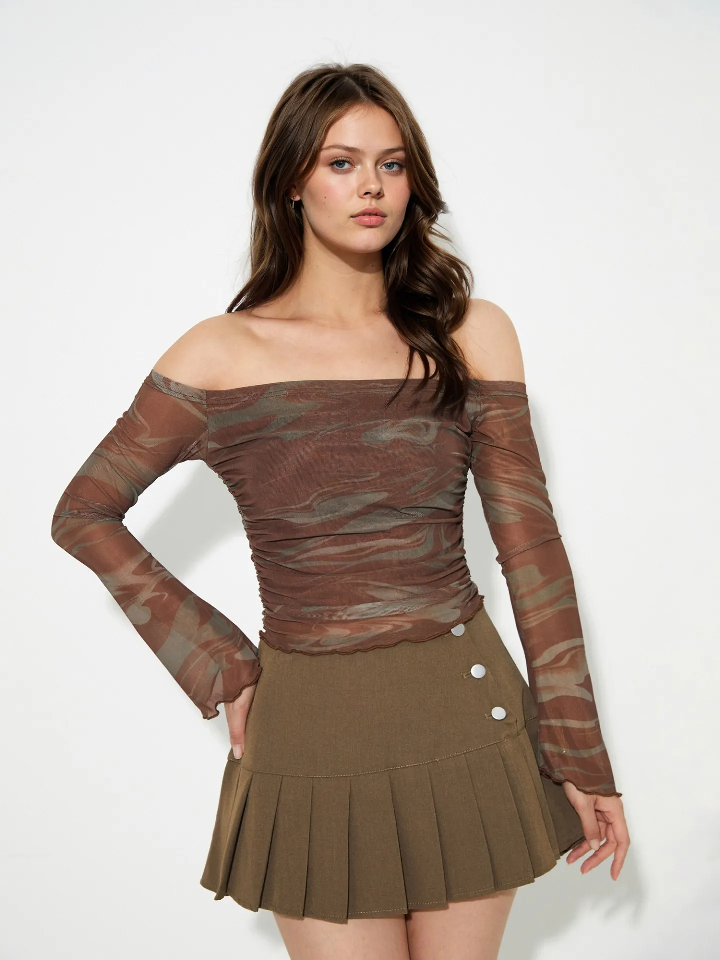 Mackenzie Off-Shoulder Sheer Top