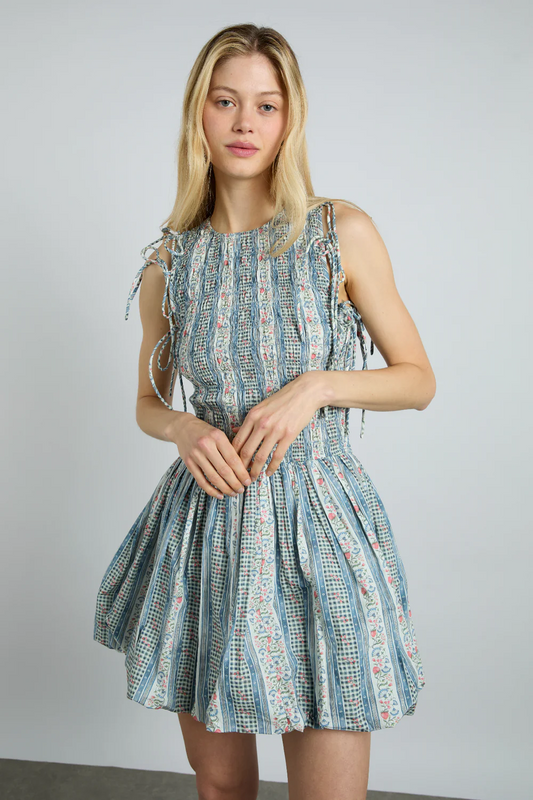 Bubble Mini Dress With Removable Sleeves