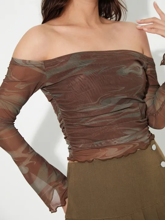 Mackenzie Off-Shoulder Sheer Top