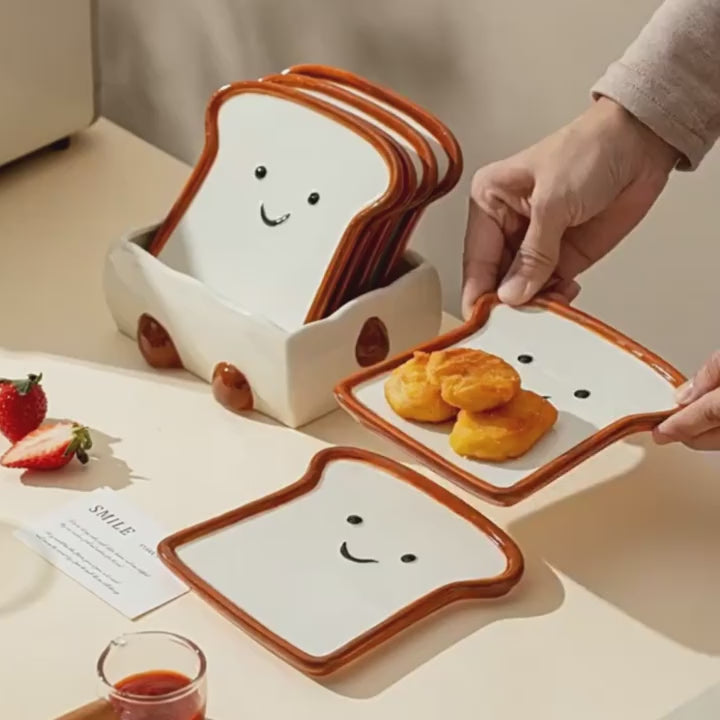 Toastie Ceramic Breakfast Plates Set