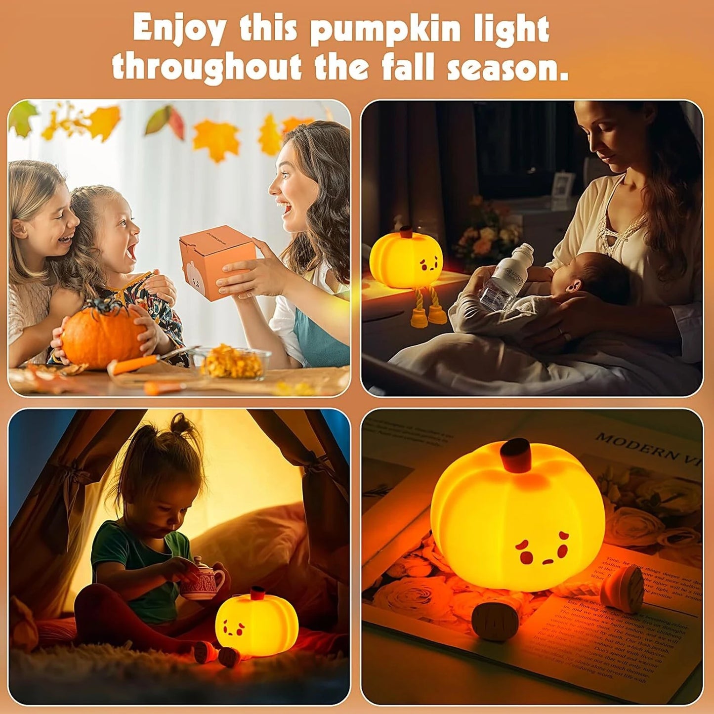 Cute Pumpkin Rechargeable LED Night Light